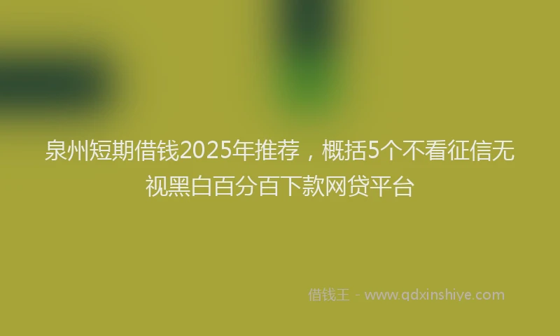 泉州短期借钱2025年推荐，概括5个不看征信无视黑白百分百下款网贷平台