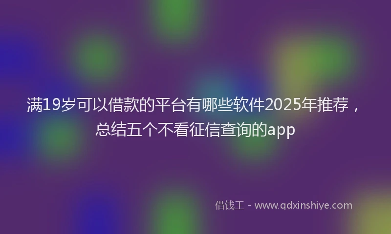 满19岁可以借款的平台有哪些软件2025年推荐，总结五个不看征信查询的app