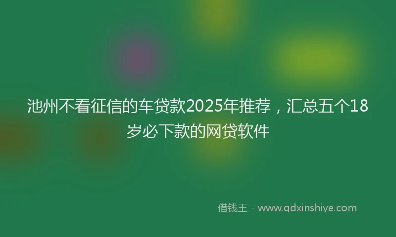 池州不看征信的车贷款2025年推荐，汇总五个18岁必下款的网贷软件