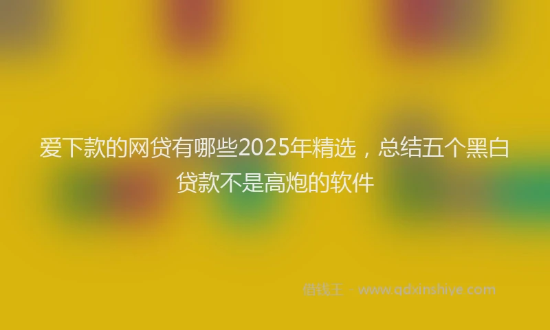 爱下款的网贷有哪些2025年精选，总结五个黑白贷款不是高炮的软件