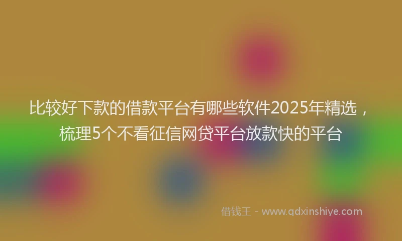比较好下款的借款平台有哪些软件2025年精选，梳理5个不看征信网贷平台放款快的平台