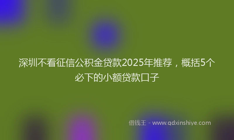 深圳不看征信公积金贷款2025年推荐，概括5个必下的小额贷款口子