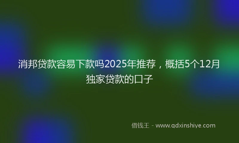 消邦贷款容易下款吗2025年推荐，概括5个12月独家贷款的口子