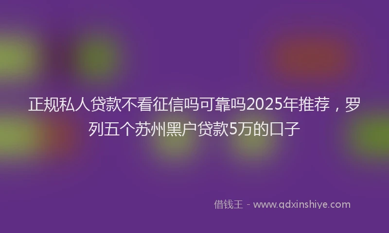 正规私人贷款不看征信吗可靠吗2025年推荐，罗列五个苏州黑户贷款5万的口子