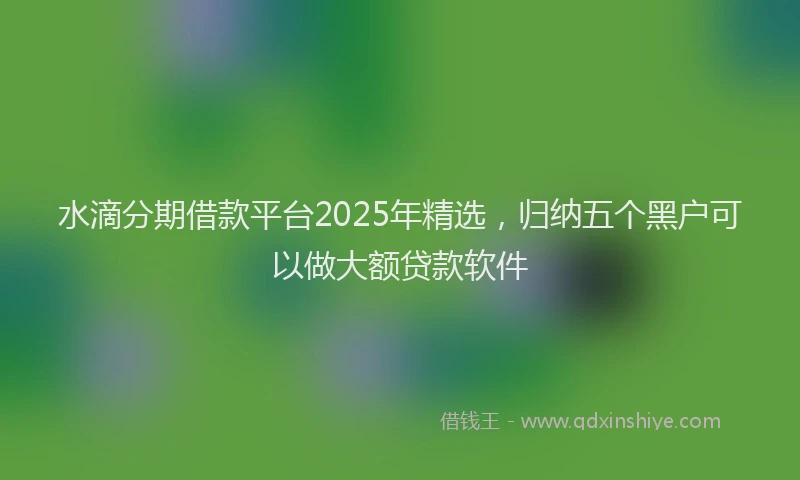 水滴分期借款平台2025年精选，归纳五个黑户可以做大额贷款软件