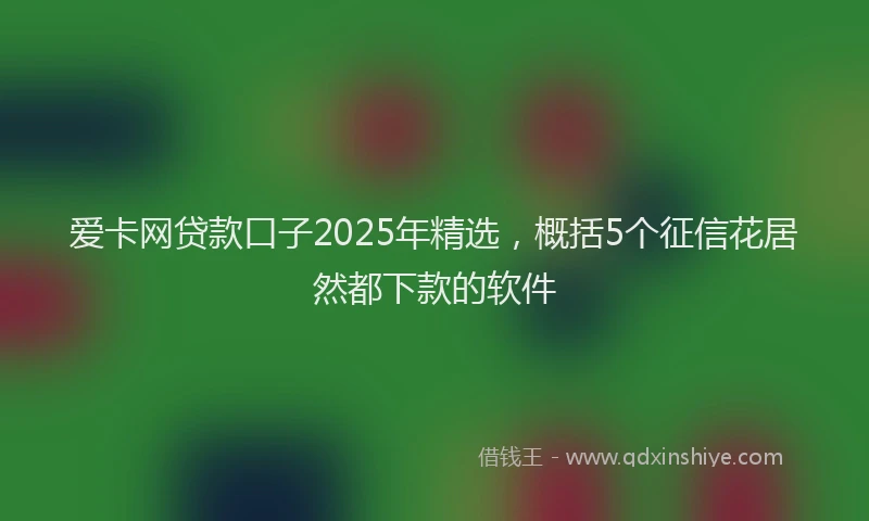 爱卡网贷款口子2025年精选，概括5个征信花居然都下款的软件