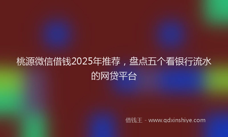 桃源微信借钱2025年推荐，盘点五个看银行流水的网贷平台
