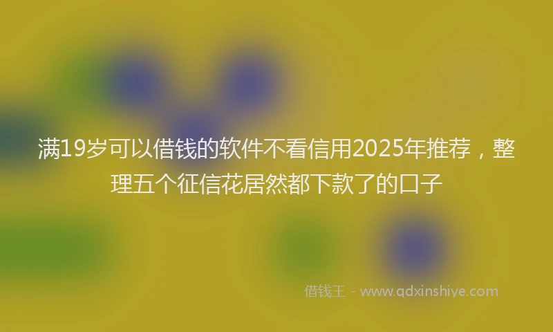 满19岁可以借钱的软件不看信用2025年推荐，整理五个征信花居然都下款了的口子