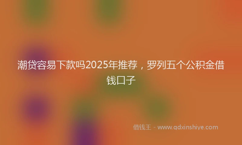 潮贷容易下款吗2025年推荐，罗列五个公积金借钱口子