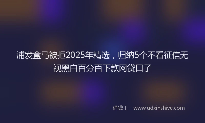 浦发盒马被拒2025年精选，归纳5个不看征信无视黑白百分百下款网贷口子