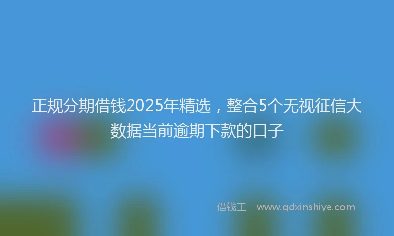正规分期借钱2025年精选，整合5个无视征信大数据当前逾期下款的口子