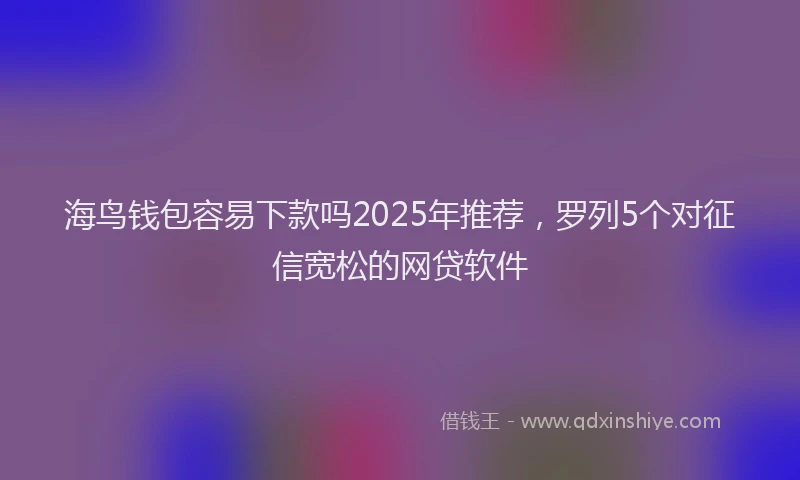 海鸟钱包容易下款吗2025年推荐，罗列5个对征信宽松的网贷软件