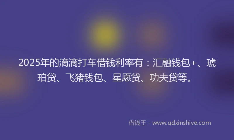 2025年的滴滴打车借钱利率有：汇融钱包+、琥珀贷、飞猪钱包、星愿贷、功夫贷等。