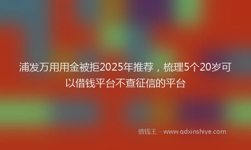 浦发万用用金被拒2025年推荐，梳理5个20岁可以借钱平台不查征信的平台