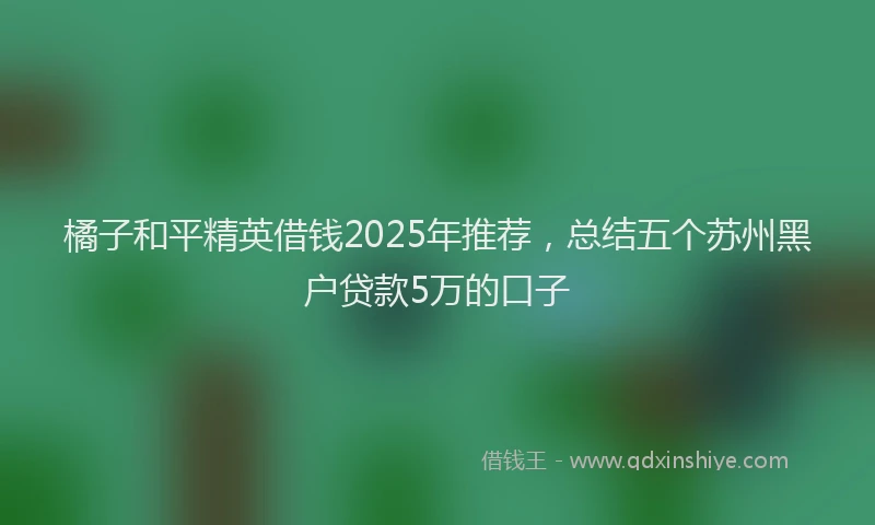 橘子和平精英借钱2025年推荐，总结五个苏州黑户贷款5万的口子