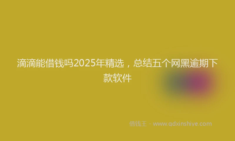 滴滴能借钱吗2025年精选，总结五个网黑逾期下款软件