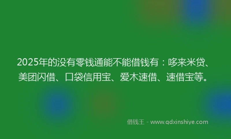 2025年的没有零钱通能不能借钱有：哆来米贷、美团闪借、口袋信用宝、爱木速借、速借宝等。
