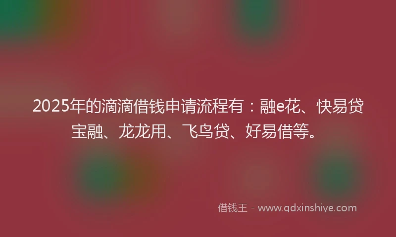 2025年的滴滴借钱申请流程有：融e花、快易贷宝融、龙龙用、飞鸟贷、好易借等。