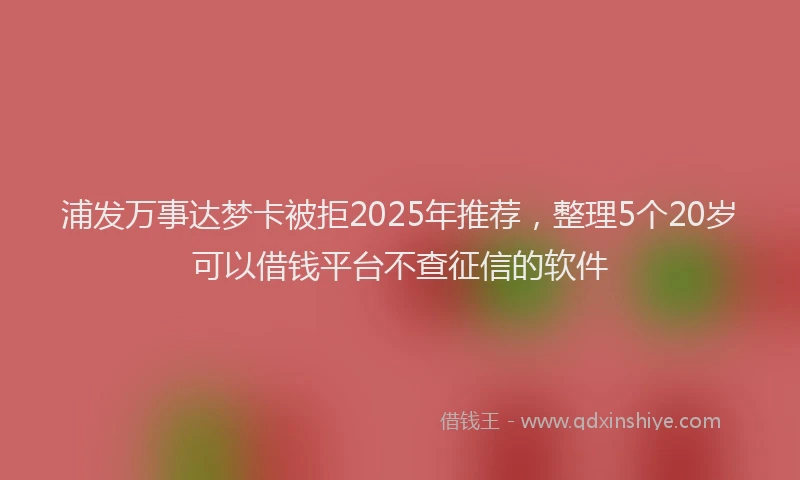 浦发万事达梦卡被拒2025年推荐，整理5个20岁可以借钱平台不查征信的软件