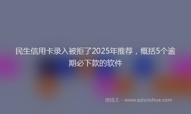 民生信用卡录入被拒了2025年推荐，概括5个逾期必下款的软件