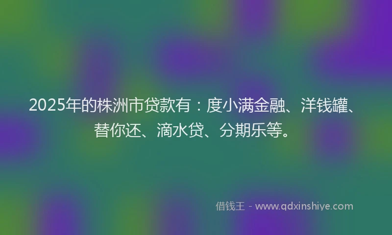 2025年的株洲市贷款有：度小满金融、洋钱罐、替你还、滴水贷、分期乐等。