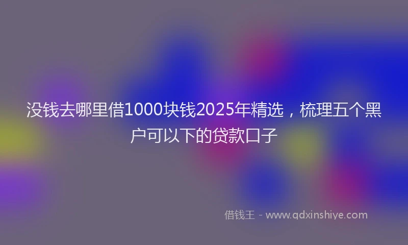 没钱去哪里借1000块钱2025年精选，梳理五个黑户可以下的贷款口子