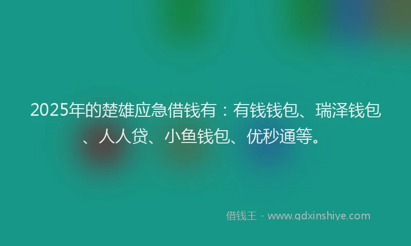 2025年的楚雄应急借钱有：有钱钱包、瑞泽钱包、人人贷、小鱼钱包、优秒通等。
