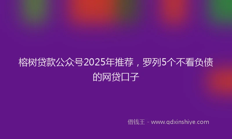 榕树贷款公众号2025年推荐，罗列5个不看负债的网贷口子