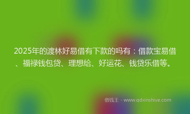 2025年的渡林好易借有下款的吗有：借款宝易借、福禄钱包贷、理想给、好运花、钱贷乐借等。
