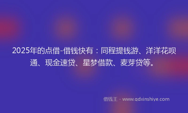 2025年的点借-借钱快有：同程提钱游、洋洋花呗通、现金速贷、星梦借款、麦芽贷等。