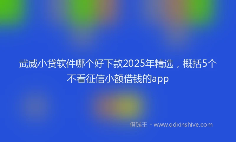武威小贷软件哪个好下款2025年精选，概括5个不看征信小额借钱的app
