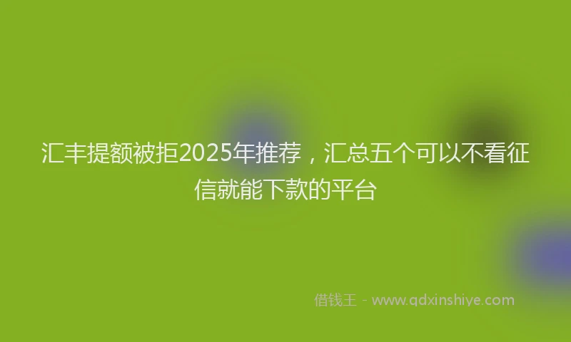汇丰提额被拒2025年推荐，汇总五个可以不看征信就能下款的平台