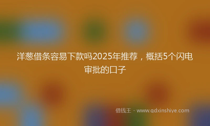 洋葱借条容易下款吗2025年推荐，概括5个闪电审批的口子