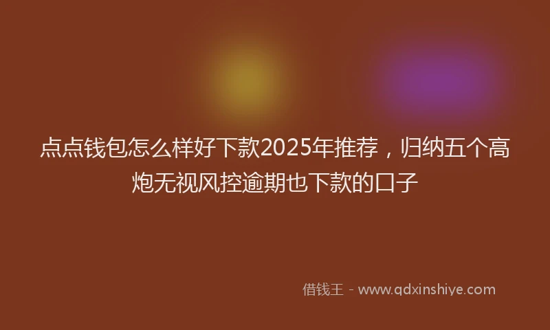 点点钱包怎么样好下款2025年推荐，归纳五个高炮无视风控逾期也下款的口子