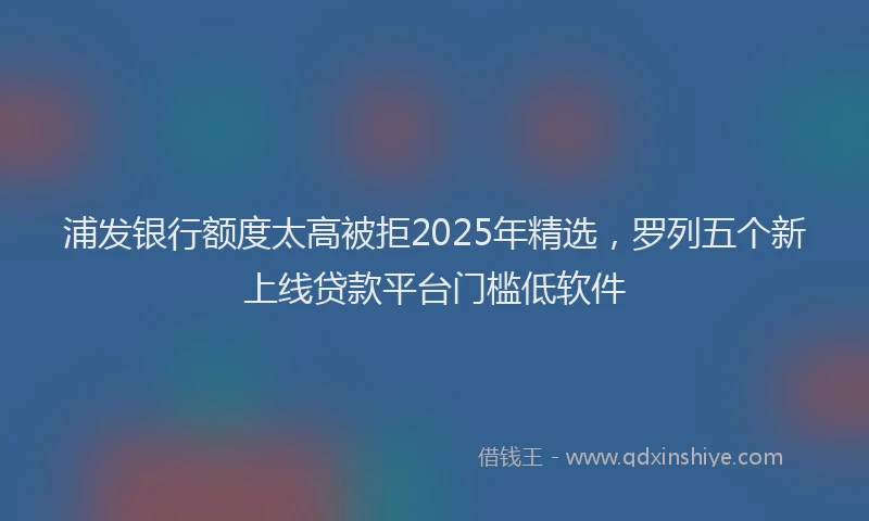 浦发银行额度太高被拒2025年精选，罗列五个新上线贷款平台门槛低软件
