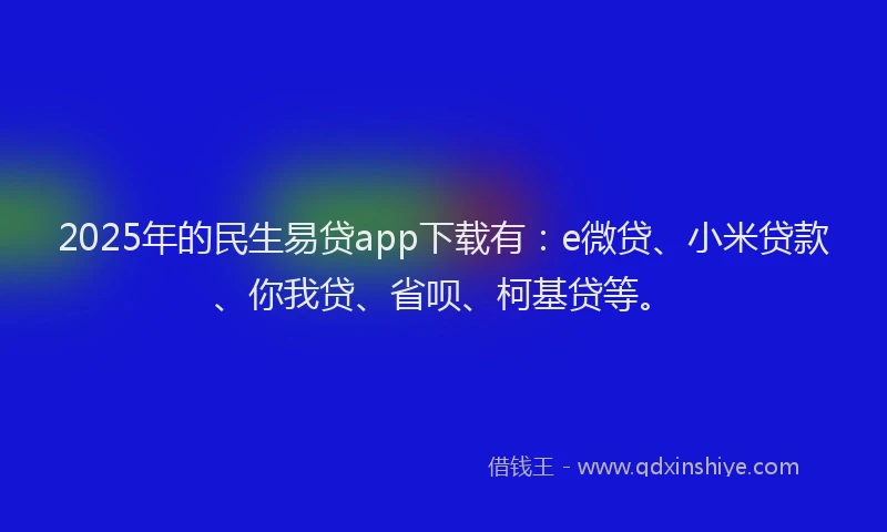 2025年的民生易贷app下载有：e微贷、小米贷款、你我贷、省呗、柯基贷等。