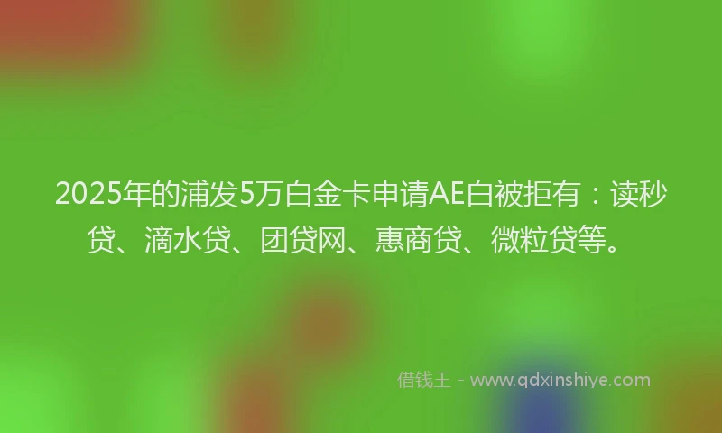 2025年的浦发5万白金卡申请AE白被拒有：读秒贷、滴水贷、团贷网、惠商贷、微粒贷等。