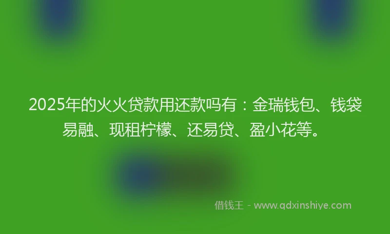 2025年的火火贷款用还款吗有：金瑞钱包、钱袋易融、现租柠檬、还易贷、盈小花等。