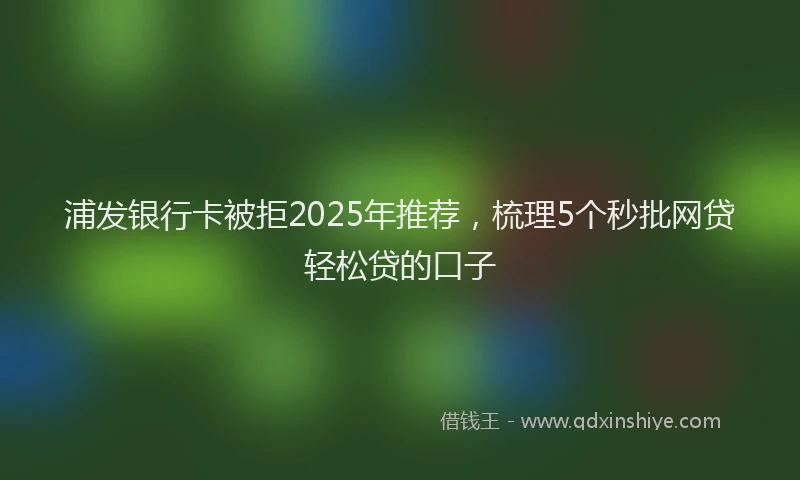 浦发银行卡被拒2025年推荐，梳理5个秒批网贷轻松贷的口子