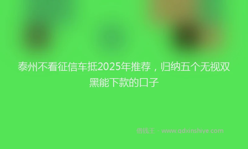 泰州不看征信车抵2025年推荐，归纳五个无视双黑能下款的口子