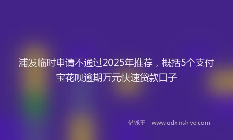 浦发临时申请不通过2025年推荐，概括5个支付宝花呗逾期万元快速贷款口子