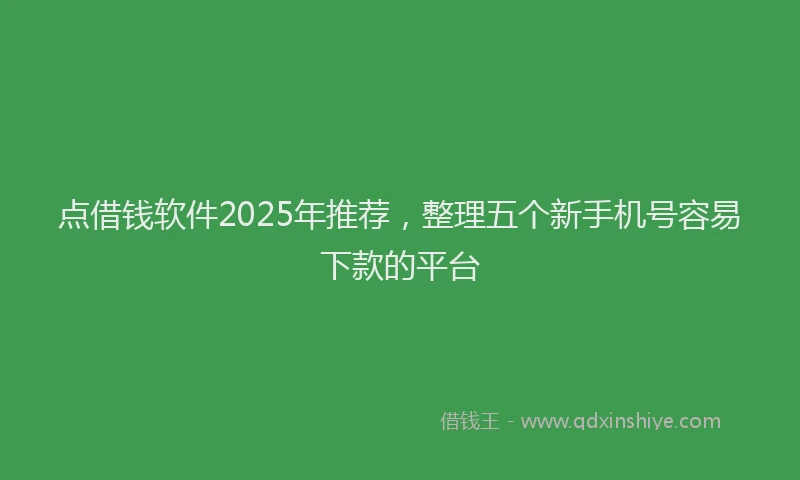 点借钱软件2025年推荐，整理五个新手机号容易下款的平台