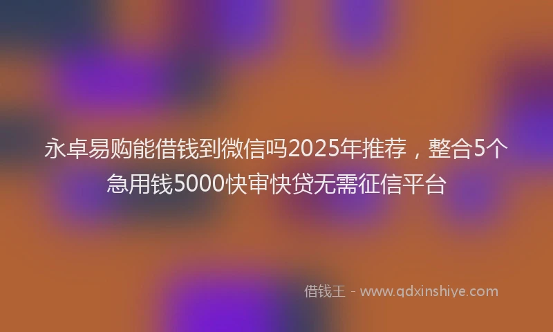 永卓易购能借钱到微信吗2025年推荐，整合5个急用钱5000快审快贷无需征信平台