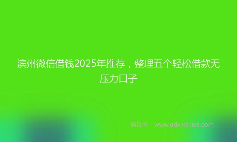 滨州微信借钱2025年推荐，整理五个轻松借款无压力口子