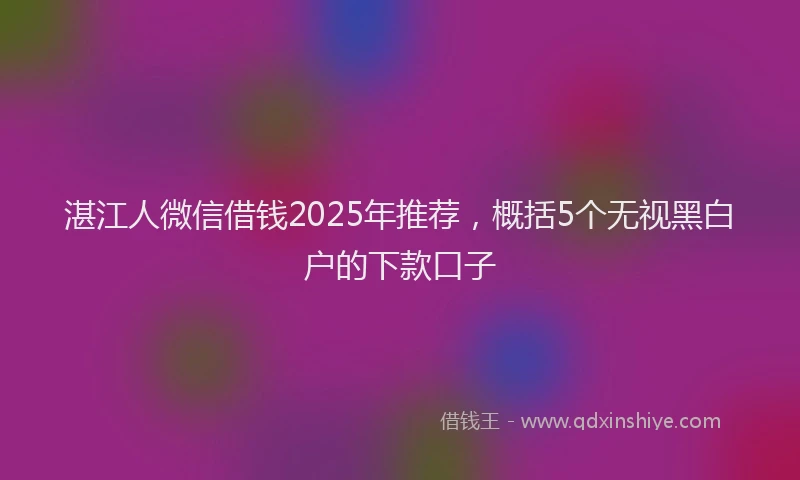 湛江人微信借钱2025年推荐，概括5个无视黑白户的下款口子