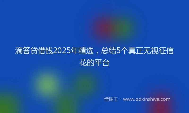 滴答贷借钱2025年精选，总结5个真正无视征信花的平台