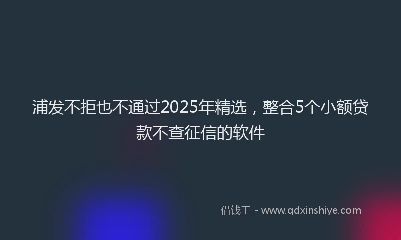 浦发不拒也不通过2025年精选，整合5个小额贷款不查征信的软件