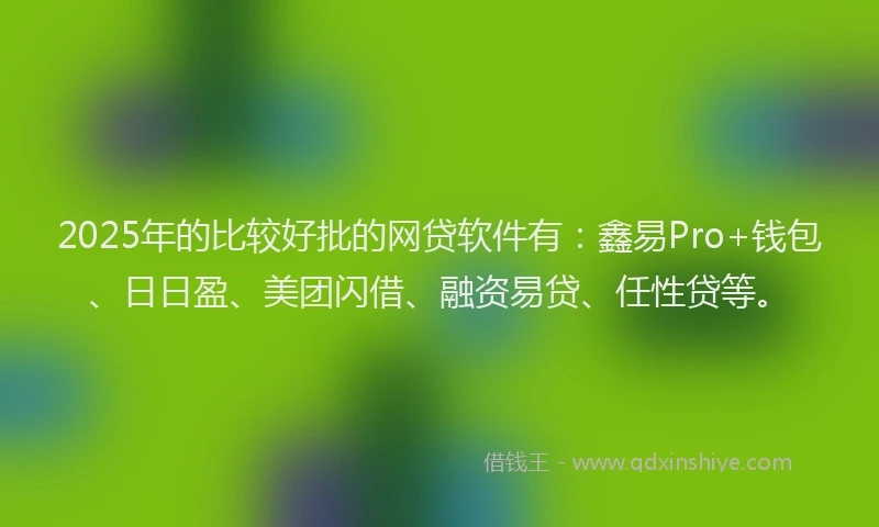 2025年的比较好批的网贷软件有：鑫易Pro+钱包、日日盈、美团闪借、融资易贷、任性贷等。