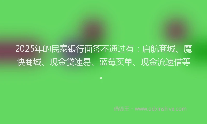 2025年的民泰银行面签不通过有：启航商城、魔快商城、现金贷速易、蓝莓买单、现金流速借等。