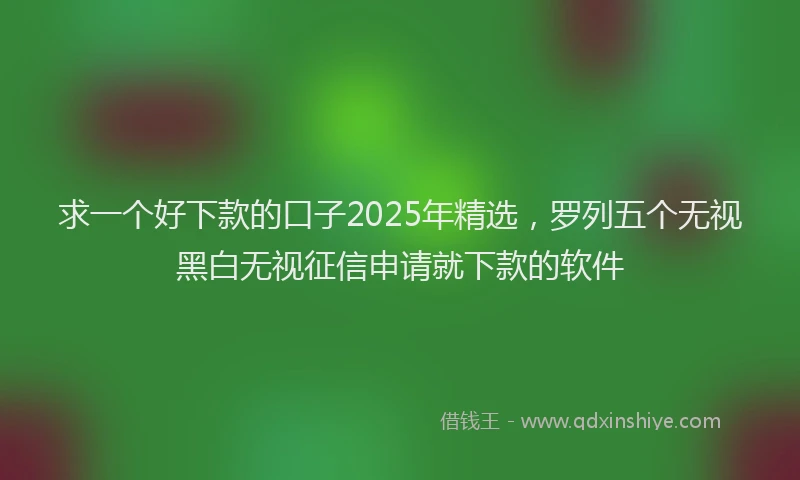 求一个好下款的口子2025年精选，罗列五个无视黑白无视征信申请就下款的软件